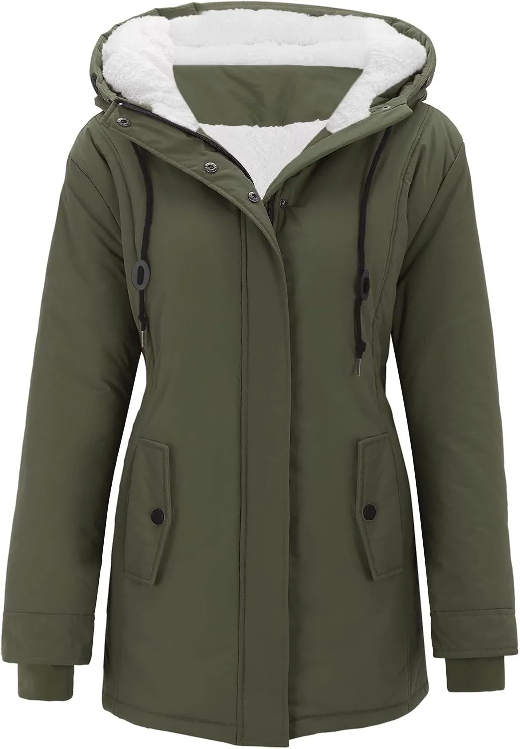 cooki Winter Coats for Women Fleece Lined Puffer Coat Women Long Down Coat Warm Parka Coat Faux Fur Hooded Coat Warm Overcoat