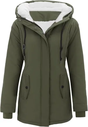 cooki Winter Coats for Women Fleece Lined Puffer Coat Women Long Down Coat Warm Parka Coat Faux Fur Hooded Coat Warm Overcoat