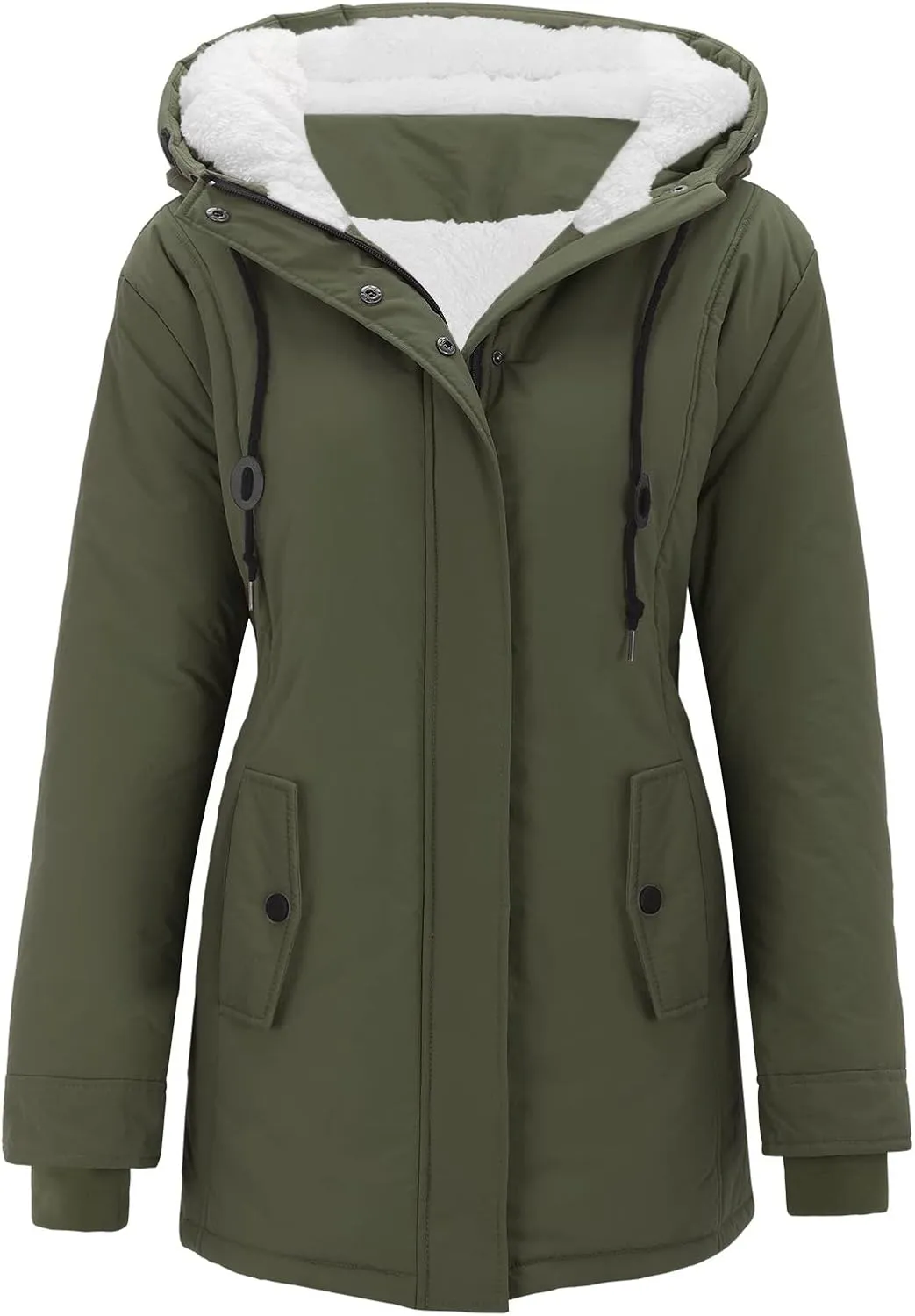 cooki Winter Coats for Women Fleece Lined Puffer Coat Women Long Down Coat Warm Parka Coat Faux Fur Hooded Coat Warm Overcoat