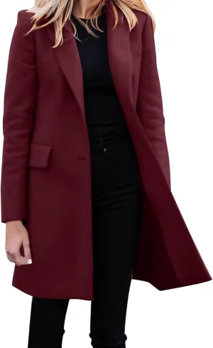 cooki Womens Coats Winter Wool Blend Trench Coats Lapel Pea Coat Plus Size Long Jackets Double Breasted Peacoats Overcoat