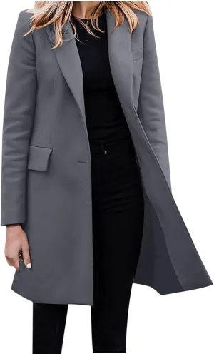 cooki Womens Coats Winter Wool Blend Trench Coats Lapel Pea Coat Plus Size Long Jackets With Pocket Double Breasted Peacoats
