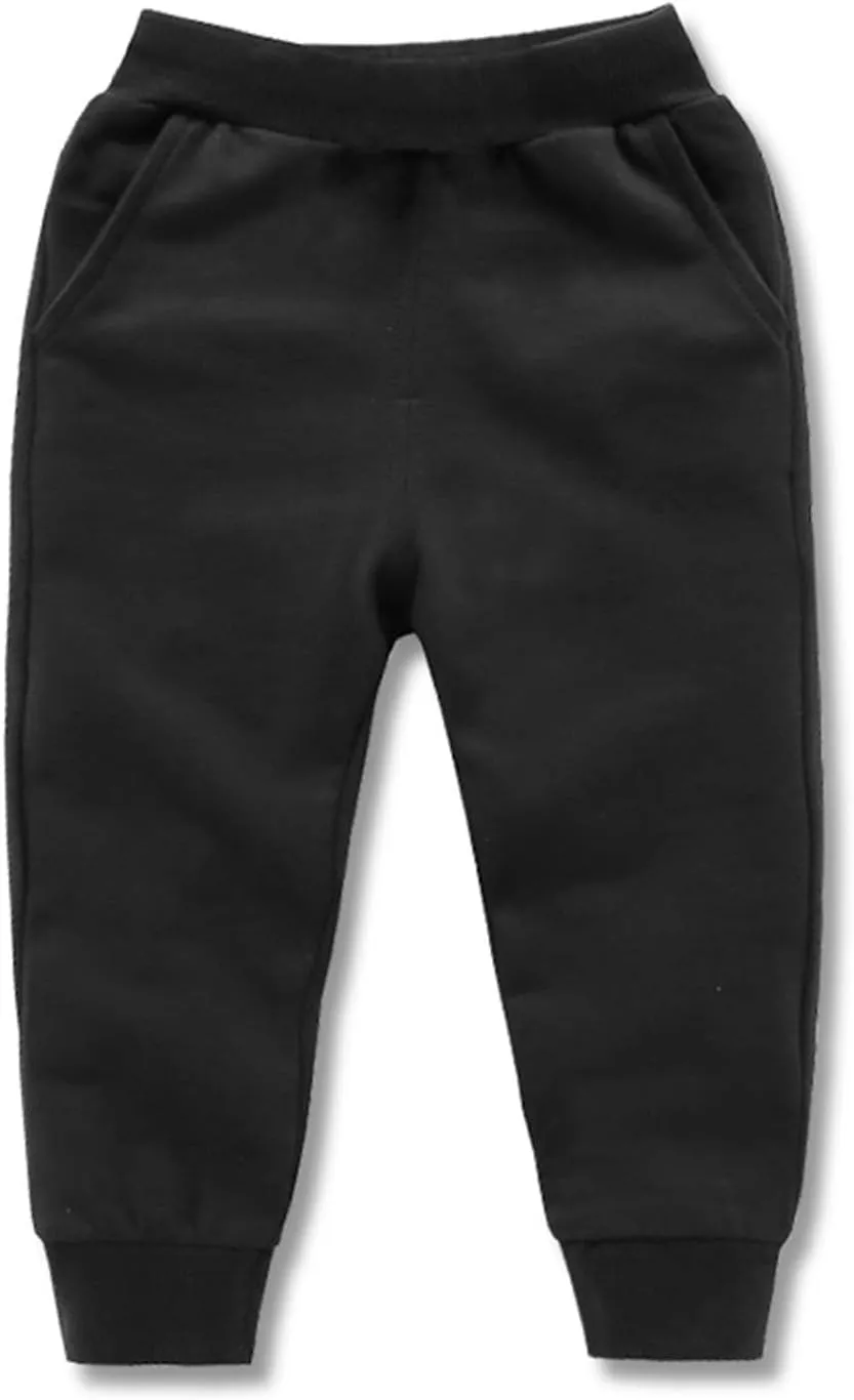 Cotton Athletic Pants Kids Elastic Waistband Joggers Pockets Stretchy Sweatpants Girls Girls Casual Gym Activewear