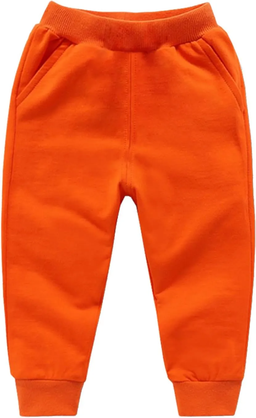 Cotton Athletic Pants Kids Elastic Waistband Joggers Pockets Stretchy Sweatpants Girls Girls Casual Gym Activewear