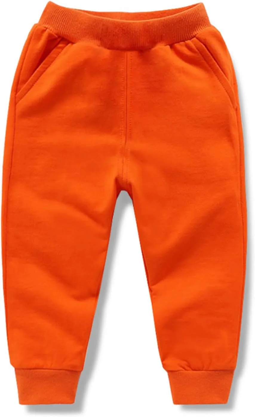 Cotton Athletic Pants Kids Elastic Waistband Joggers Pockets Stretchy Sweatpants Girls Girls Casual Gym Activewear