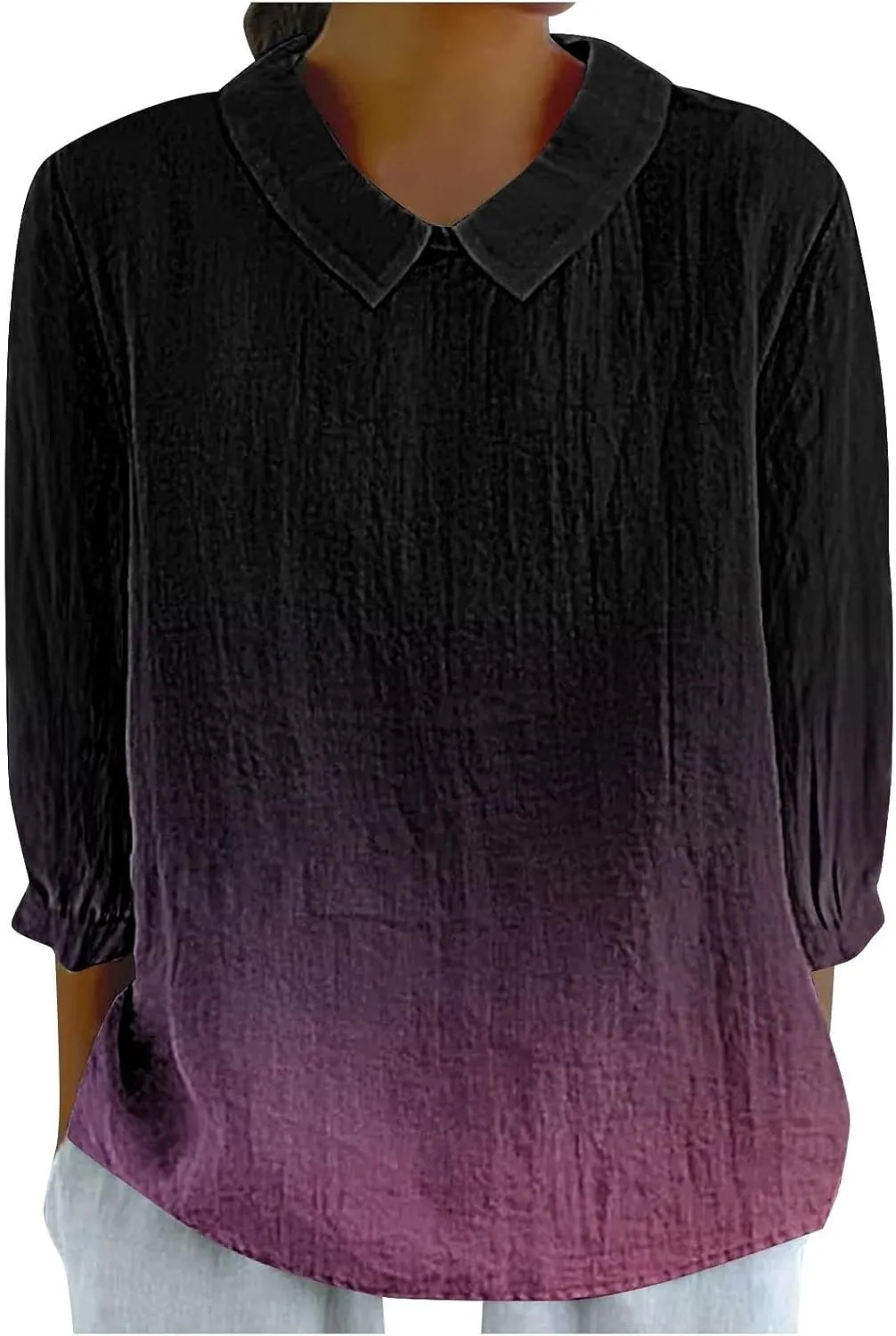 Cotton Gauzee tops for women Casual V Neck Tshirt Ladies 2024 Floral Print Daily Tees Summer Lapel Neck Tunic Shirt