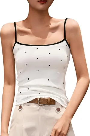 Cotton Tank Tops for Women Summer Sleeveless Square Neck Spaghetti Strap Blouse Casual Fashion Printed Yoga Camisole