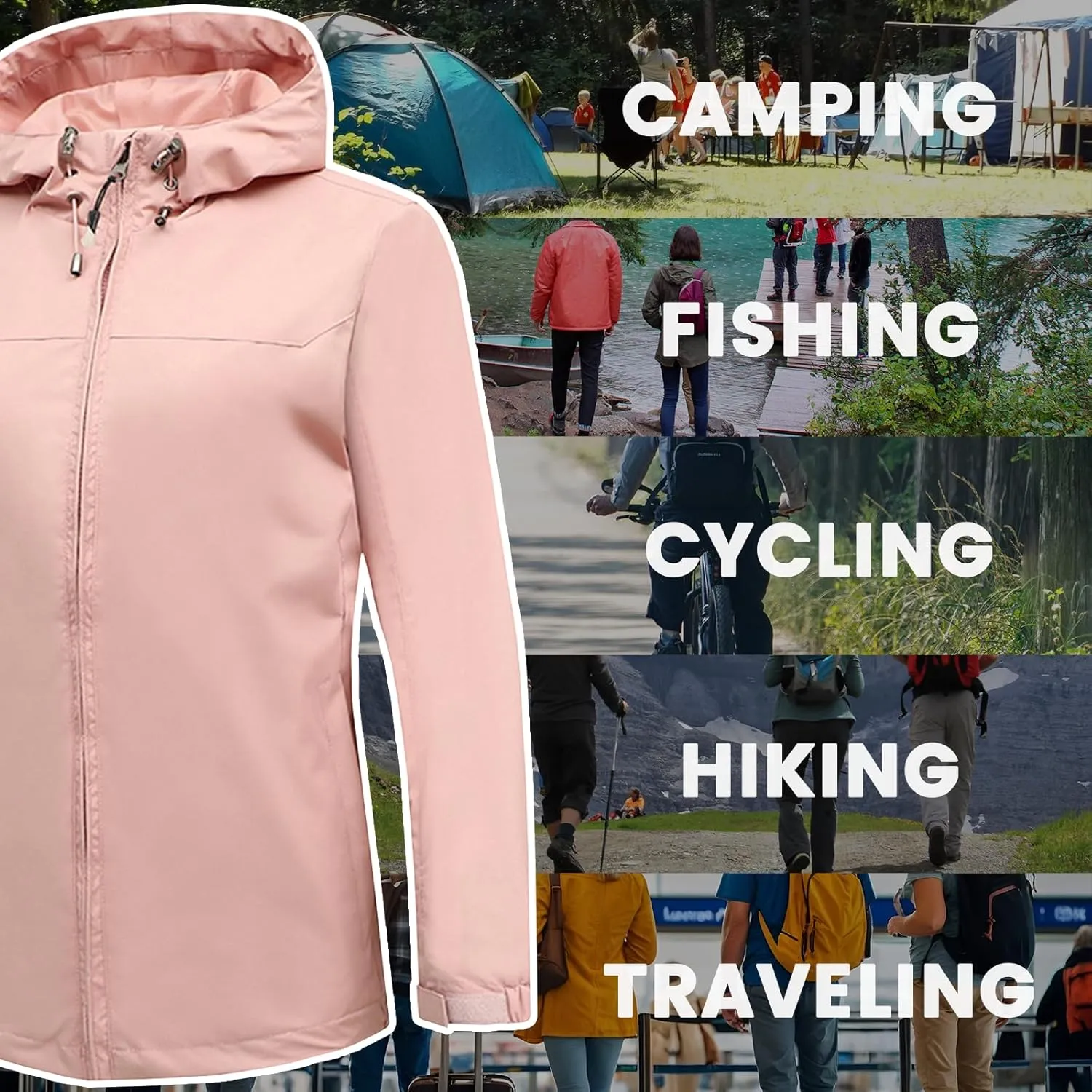 Custom Women's Softshell Jacket Lightweight Breathable Zip Up Water Resistant Windbreaker Add Your Desgin