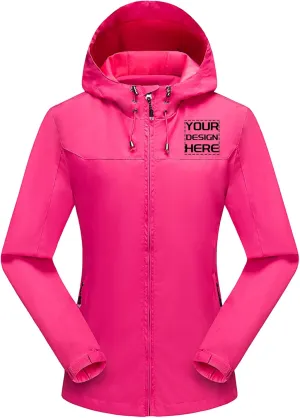 Custom Women's Softshell Jacket Lightweight Breathable Zip Up Water Resistant Windbreaker Add Your Desgin