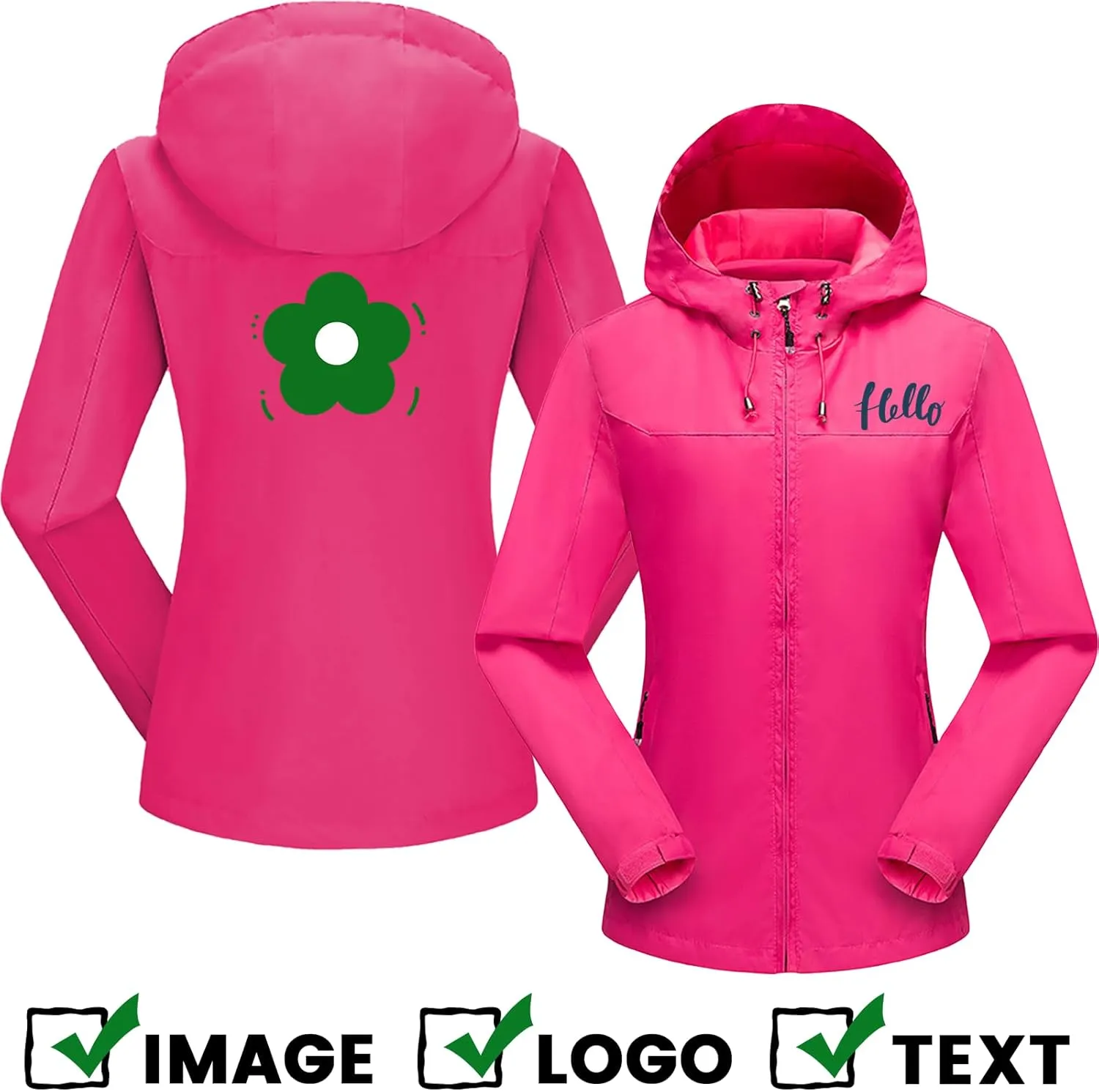Custom Women's Softshell Jacket Lightweight Breathable Zip Up Water Resistant Windbreaker Add Your Desgin