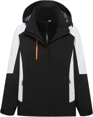 Dademeo 3 in 1 Thickened Rain Jacket Warm Jacket Detachable Waterproof Jacket Outdoor Windbreaker Raincoat for Hiking Travel