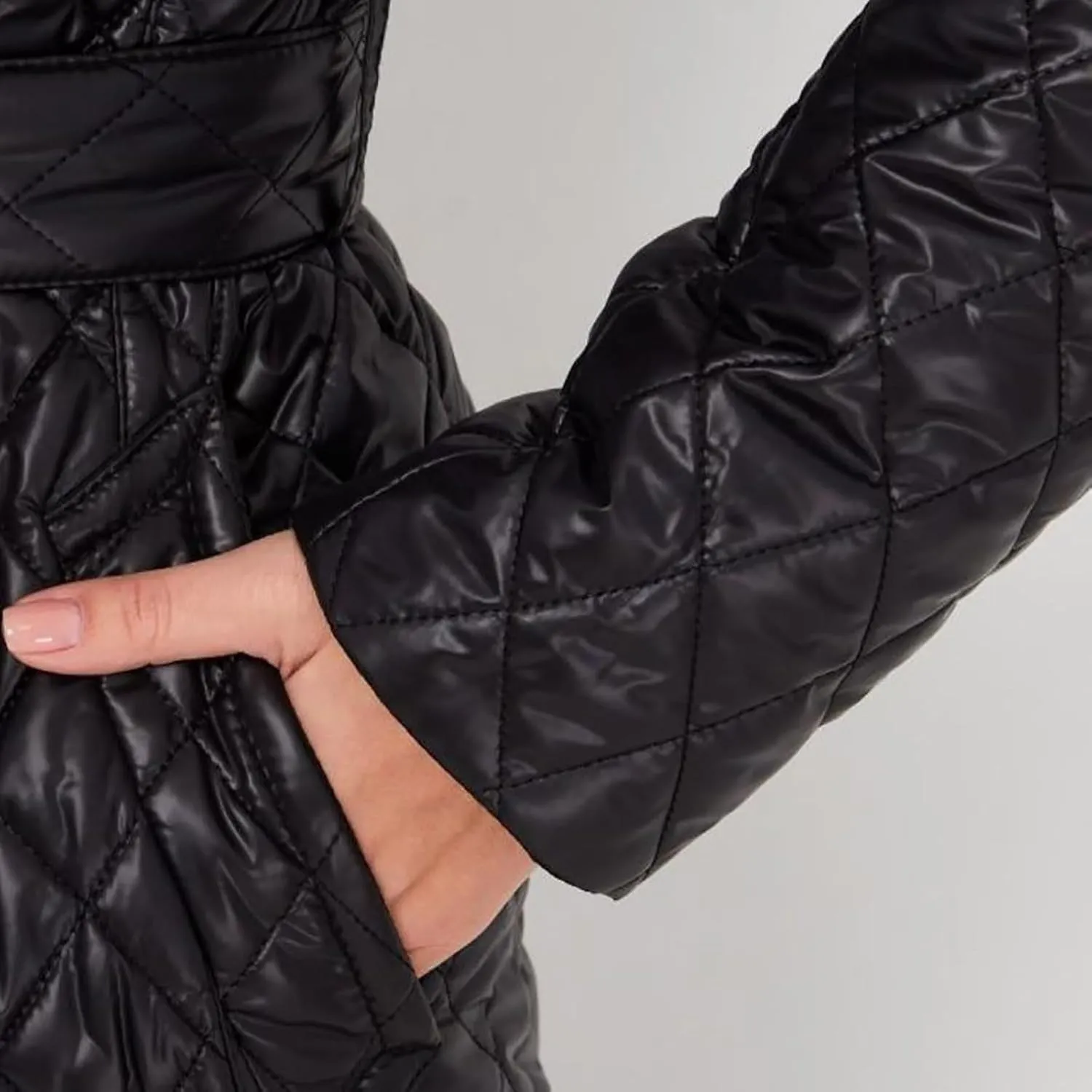 Double Breasted Long Belted Coats Women Long Sleeve Argyle Hoodies Quilted Jacket Maxi Winter Warm Down Coat Outerwear