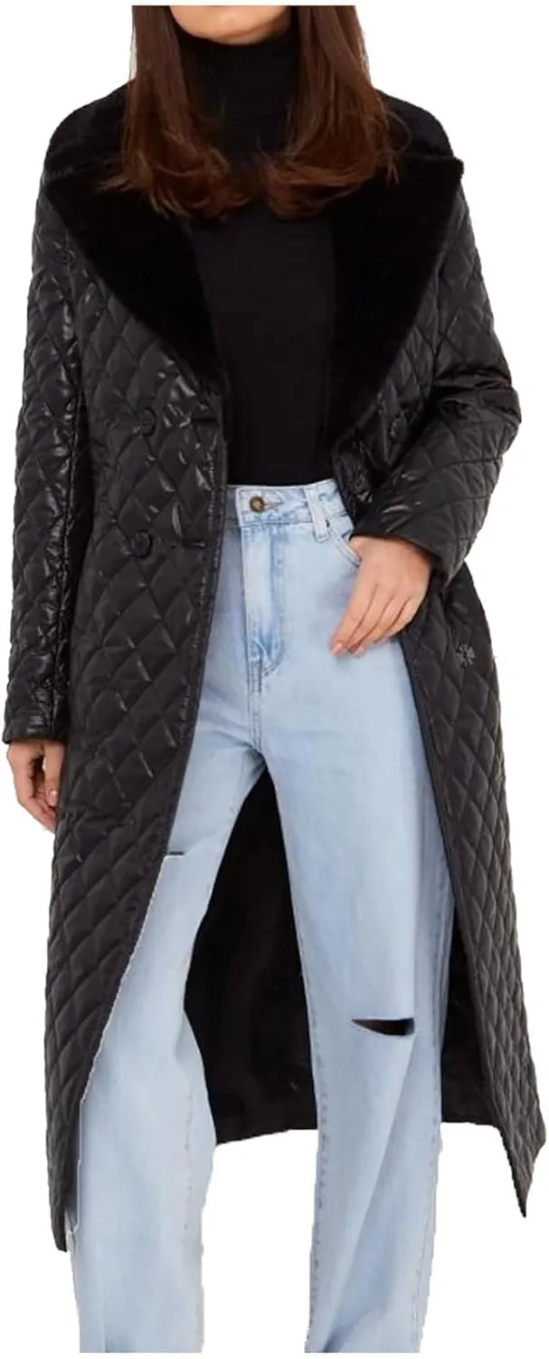 Double Breasted Long Belted Coats Women Long Sleeve Argyle Hoodies Quilted Jacket Maxi Winter Warm Down Coat Outerwear