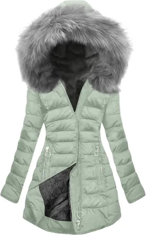 Eduavar Winter Coats for Women 2024 Puffer Jacket Womens Plus Size Long Sleeve Down Coats Outdoor Warm Furry Parka Jackets