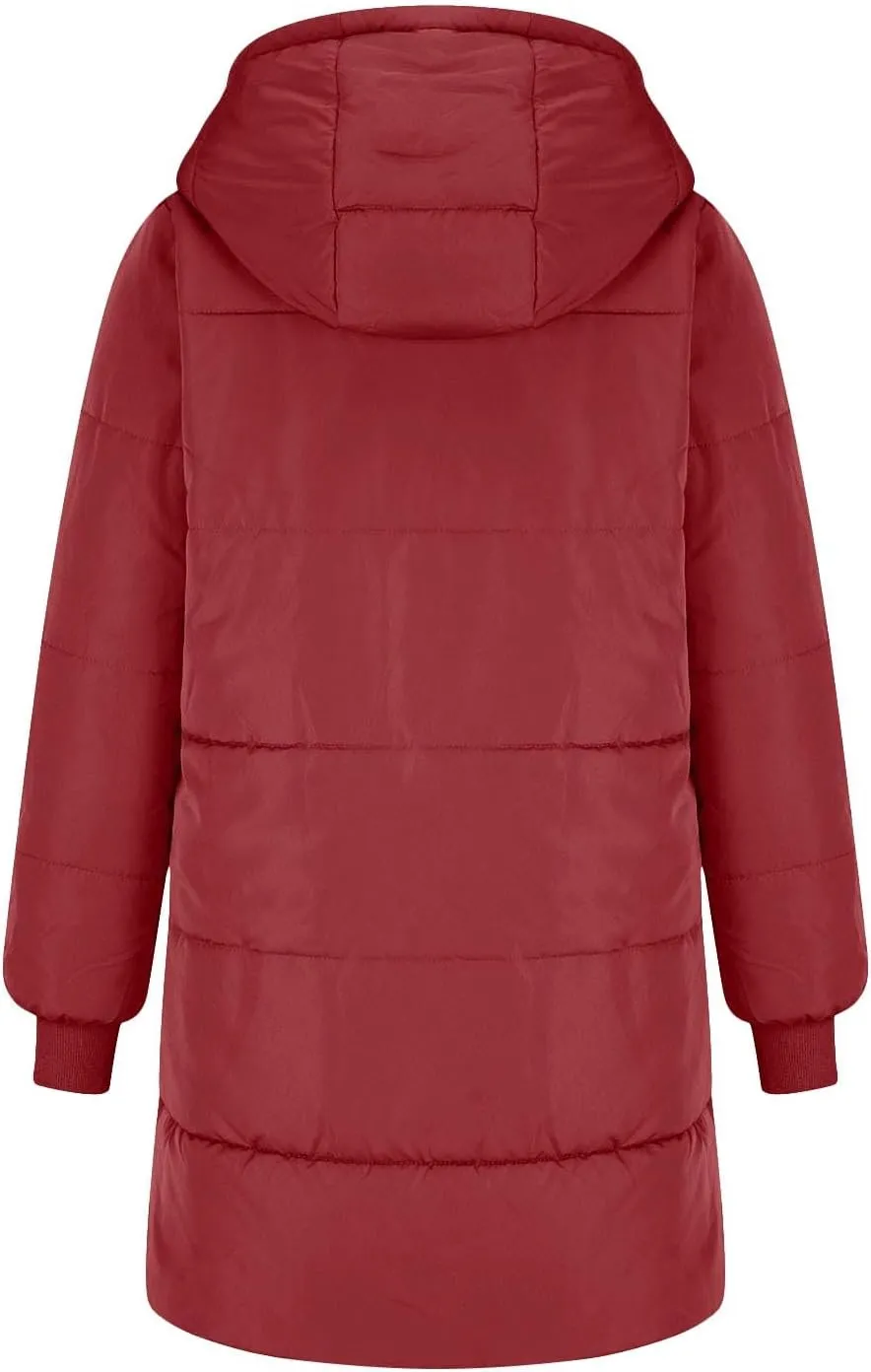 Fall Jacket Women, Warm Down Coats Zipper Fleece Lined Puffer Outerwear Long Sleeve Slim Outerwear with Pocket