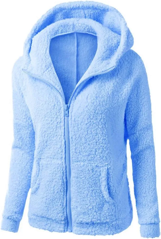 Fall Jackets for women 2024 Faux Fur Sherpa Jacket Fuzzy Hooded Jacket Winter Coats Shearling Outwear Shaggy Coat