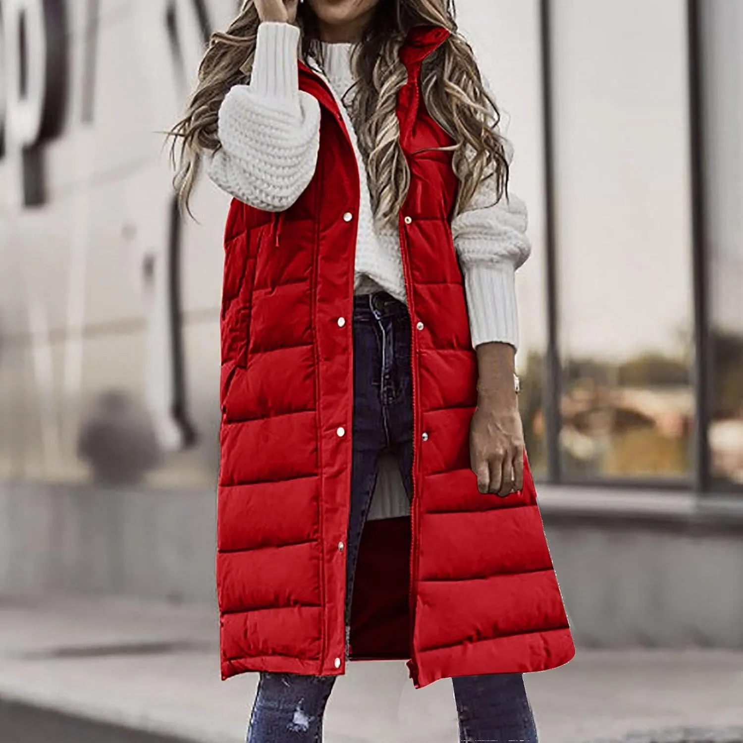Fashion Sleeveless Puffer Jacket Winter Vest Coats for Women Plain Quilted Down Jackets Plus Size Outerwear