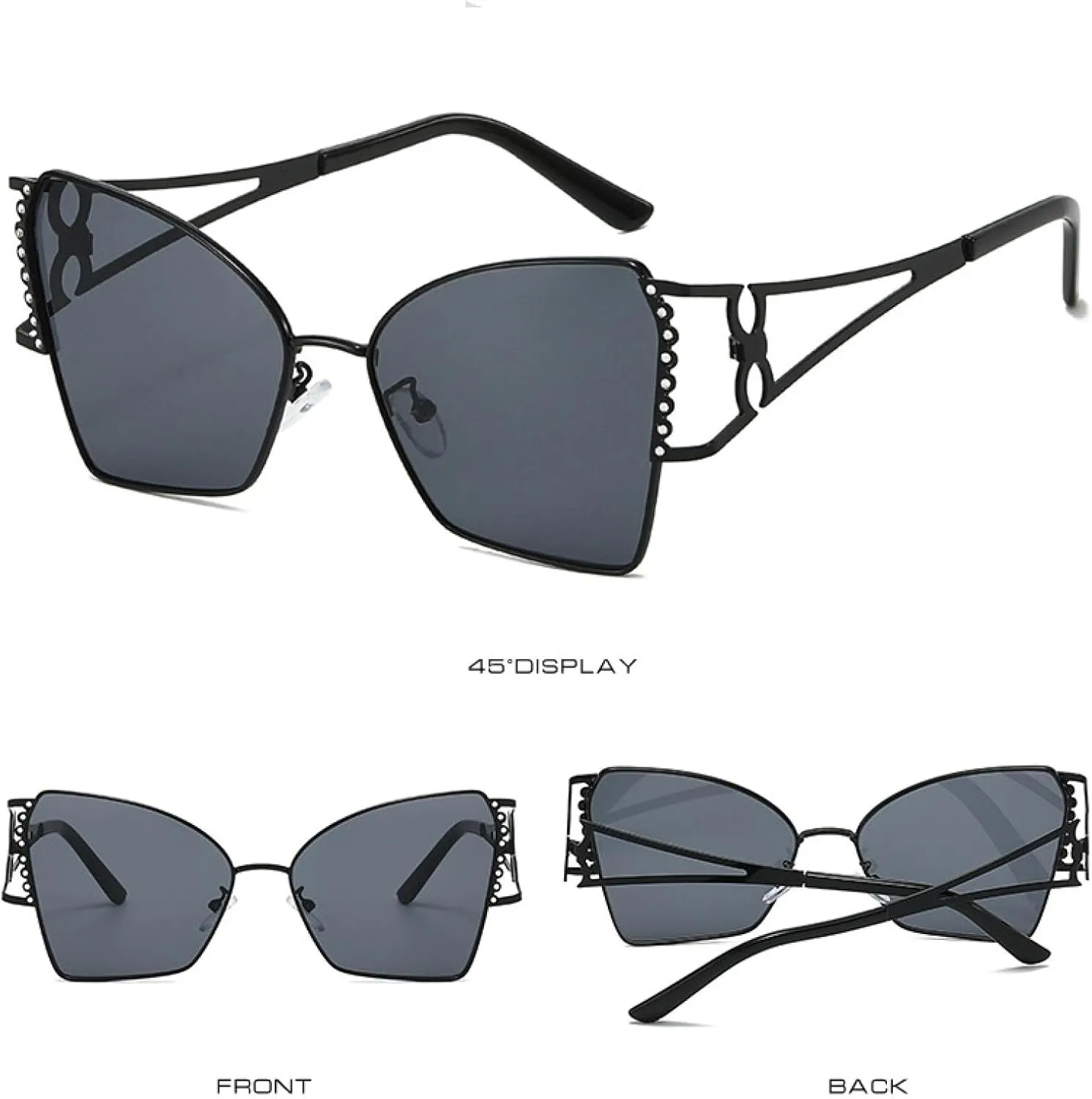 Fashionable Frame Cat Eye Metal Women Sun Glasses Uv400 Quality Style Sunglasses Men Shades