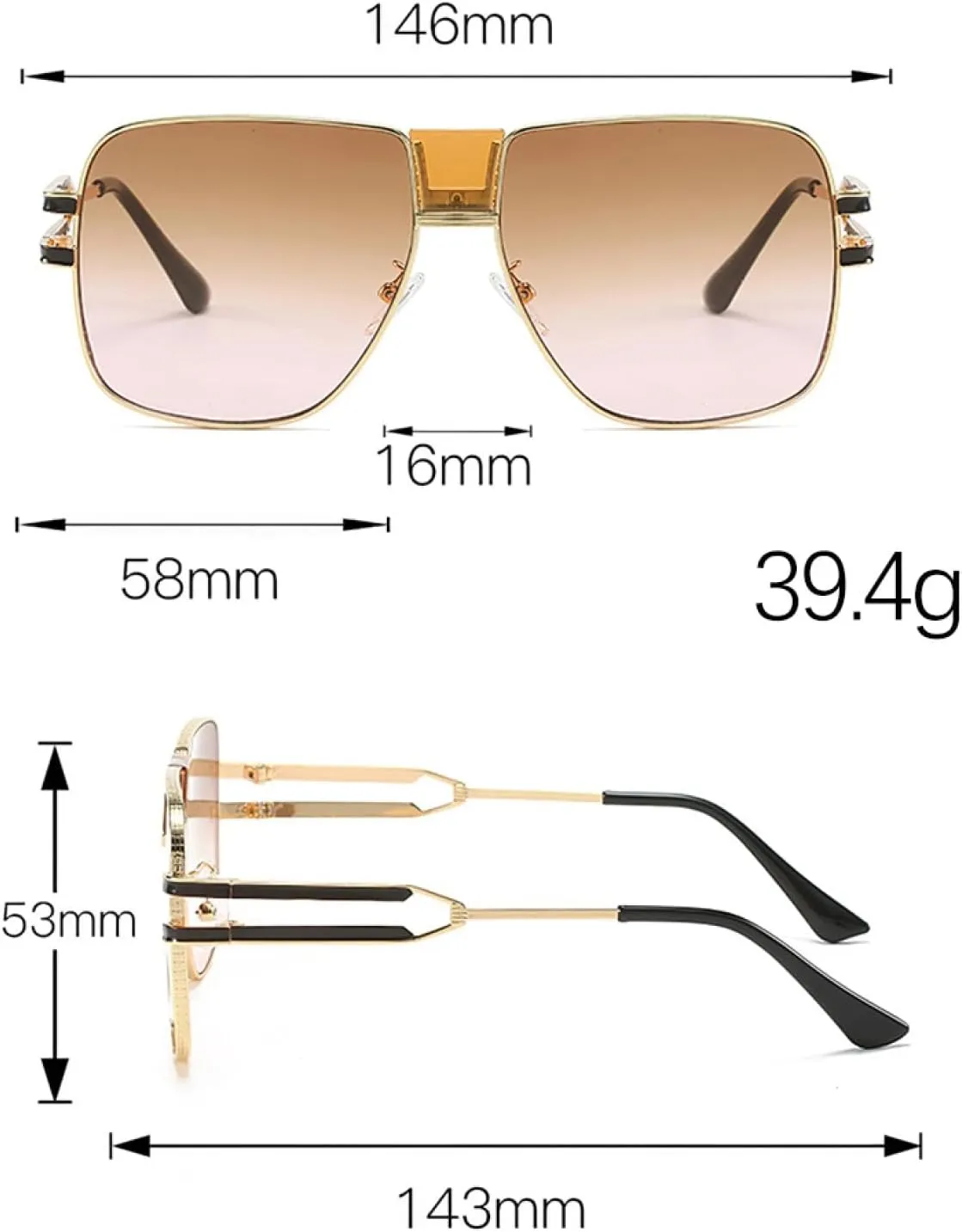 Fashionable High-end Oval Shaped Sunglasses for Women with Unique Golden Frame Delicate