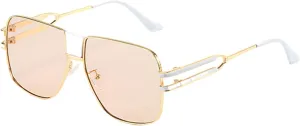 Fashionable High-end Oval Shaped Sunglasses for Women with Unique Golden Frame Delicate