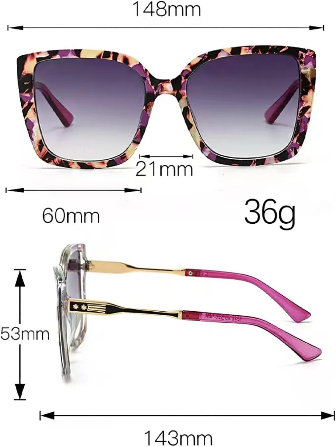 Fashionable Women Sunglasses Large Frame Gradient Color Glasses for Women Exquisite