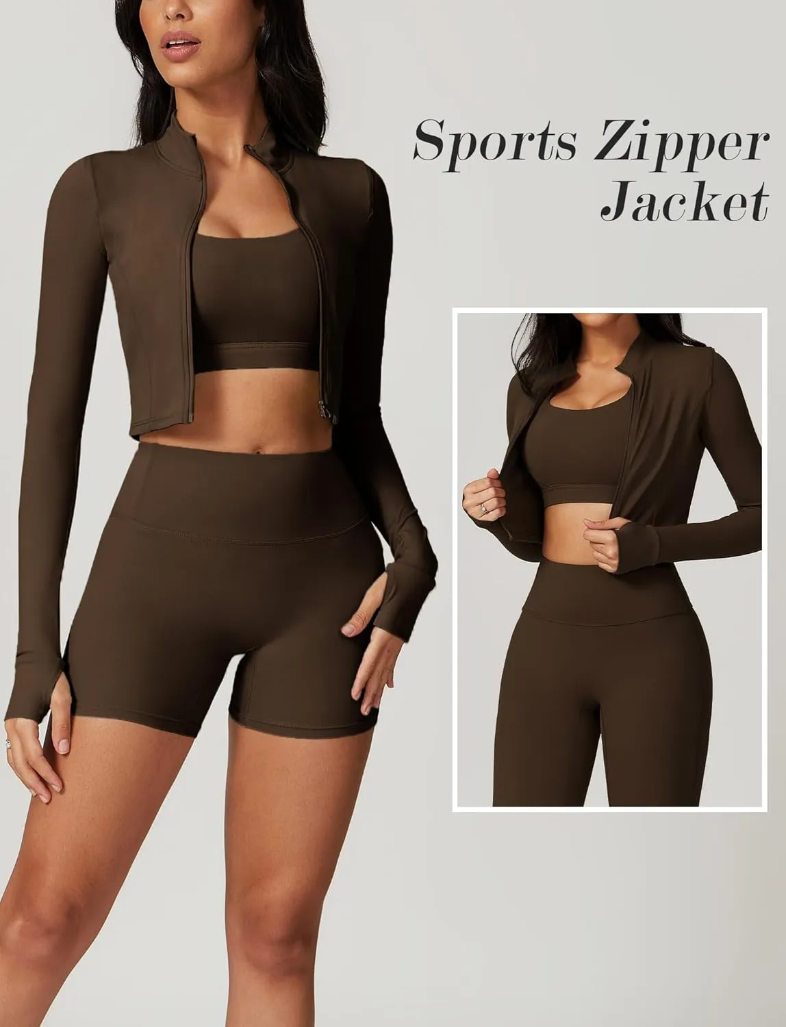 FEOYA Women's High Waist Yoga Sports Jacket Long Sleeves Full Zip Athletic Workout Running Jacket Slim Fit Crop Top S-XL