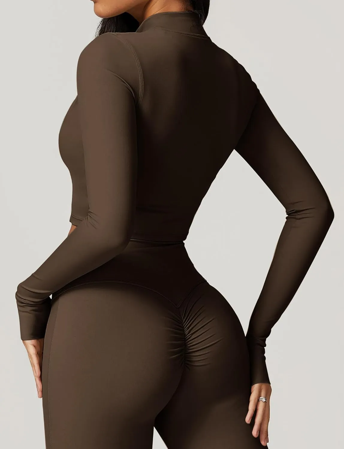 FEOYA Women's High Waist Yoga Sports Jacket Long Sleeves Full Zip Athletic Workout Running Jacket Slim Fit Crop Top S-XL