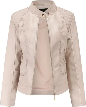 Firzero Leather Jacket Women Black Bomber Jackets Stand Collar Motorcycle Moto Biker Coat 2024 Quilted Long Sleeve Outwear