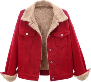 Fleece Jacket Women Denim Trucker Jacket Turn Down Collar Jacket Faux Fur Coat Fashion Winter Jacket Warm Outfits
