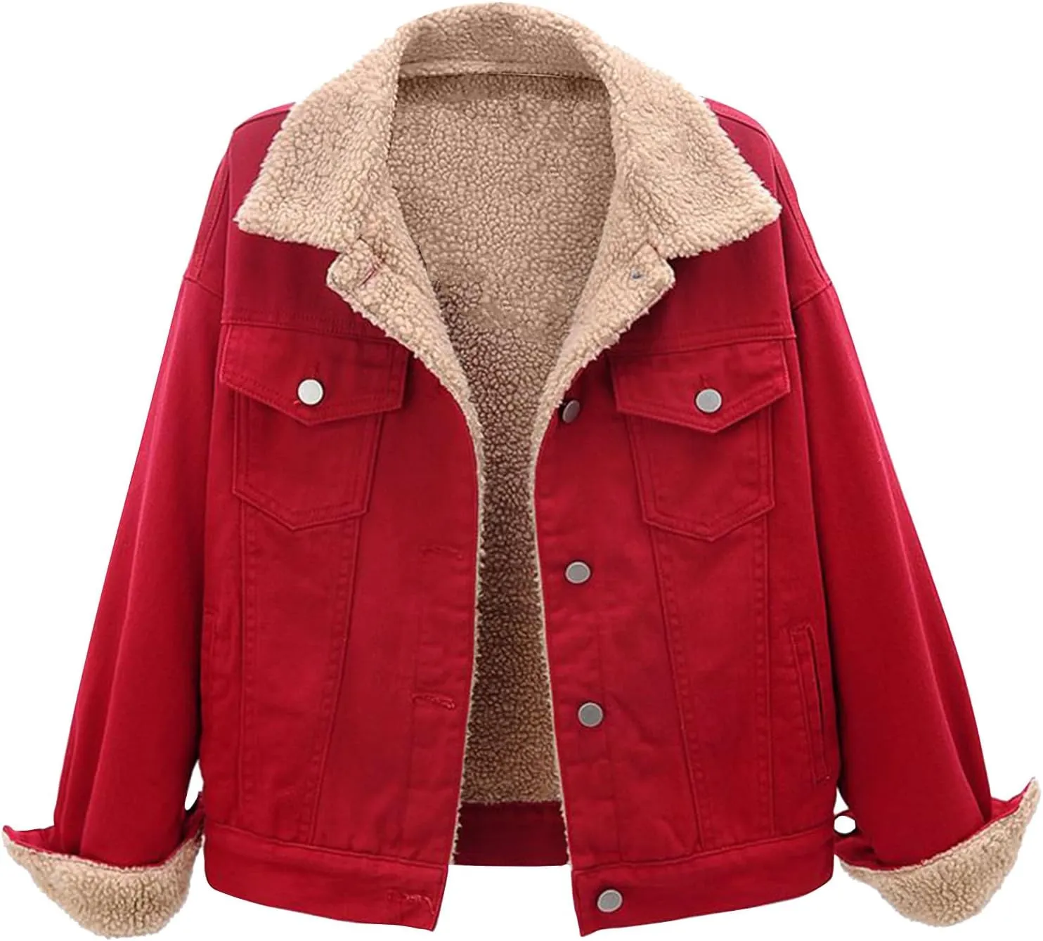 Fleece Jacket Women Denim Trucker Jacket Turn Down Collar Jacket Faux Fur Coat Fashion Winter Jacket Warm Outfits