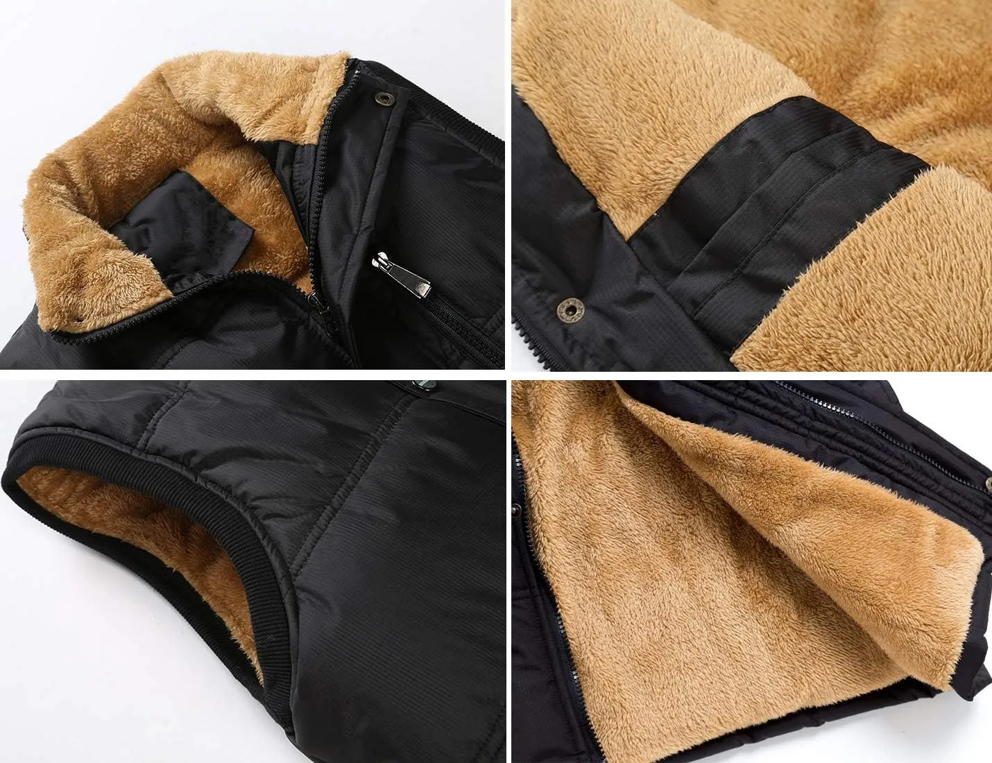 Flygo Men's Winter Warm Outdoor Padded Puffer Vest Thick Fleece Lined Sleeveless Jacket