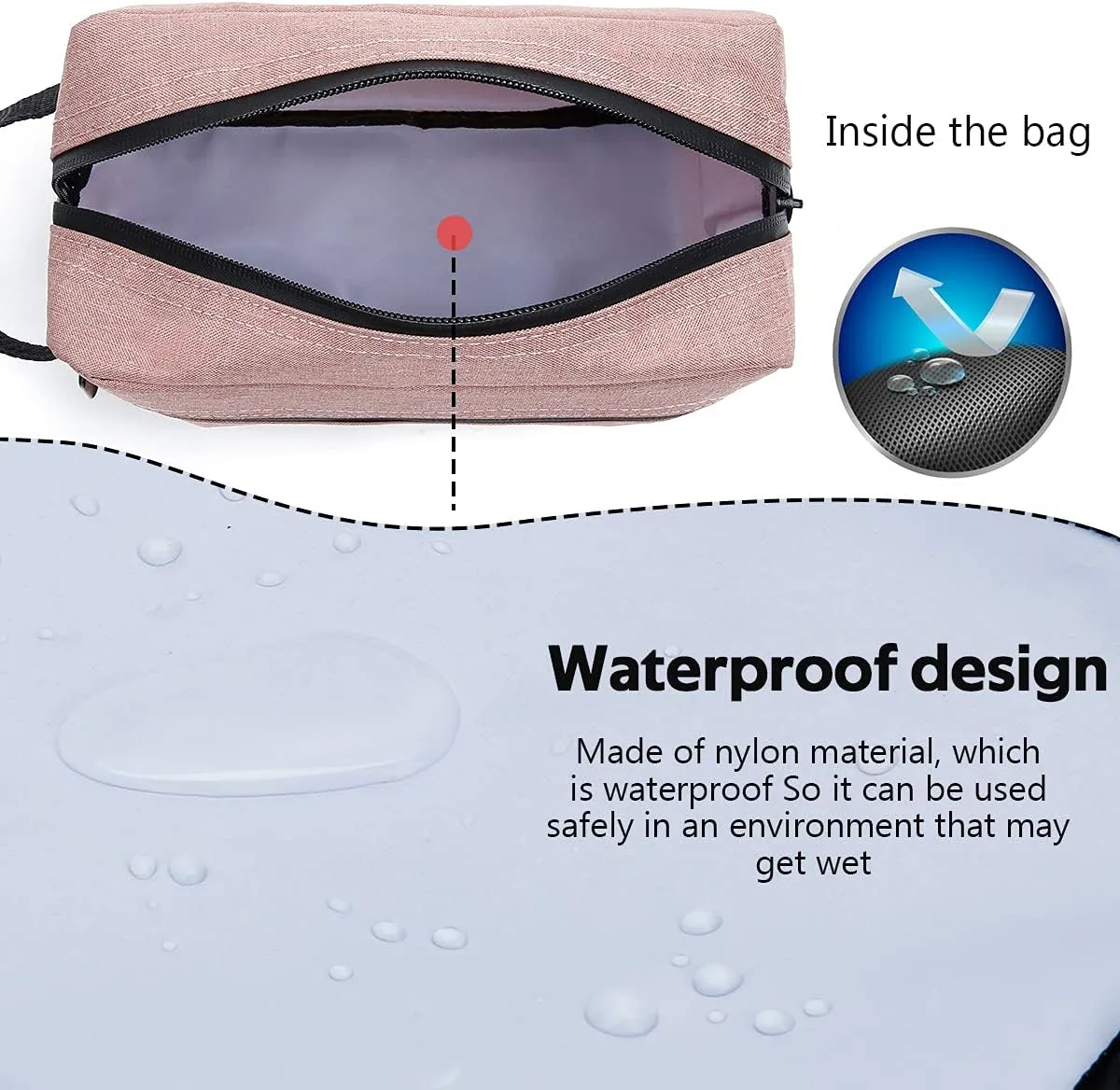 FUNSEED Travel Toiletry Bag for Women and Men, Water-resistant Shaving Bag for Toiletries Accessories, Foldable Storage Bags with Divider and Handle for Cosmetics Toiletries Brushes Tools