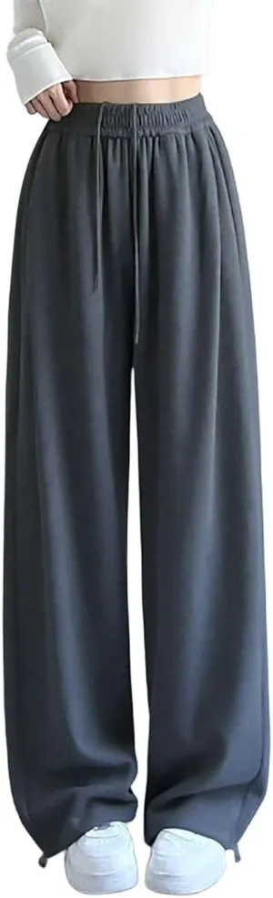 Girls Oversized Wide Leg Sweatpants Drawstring Kids Baggy Straight Leg Track Pants Casual Plain with Pockets