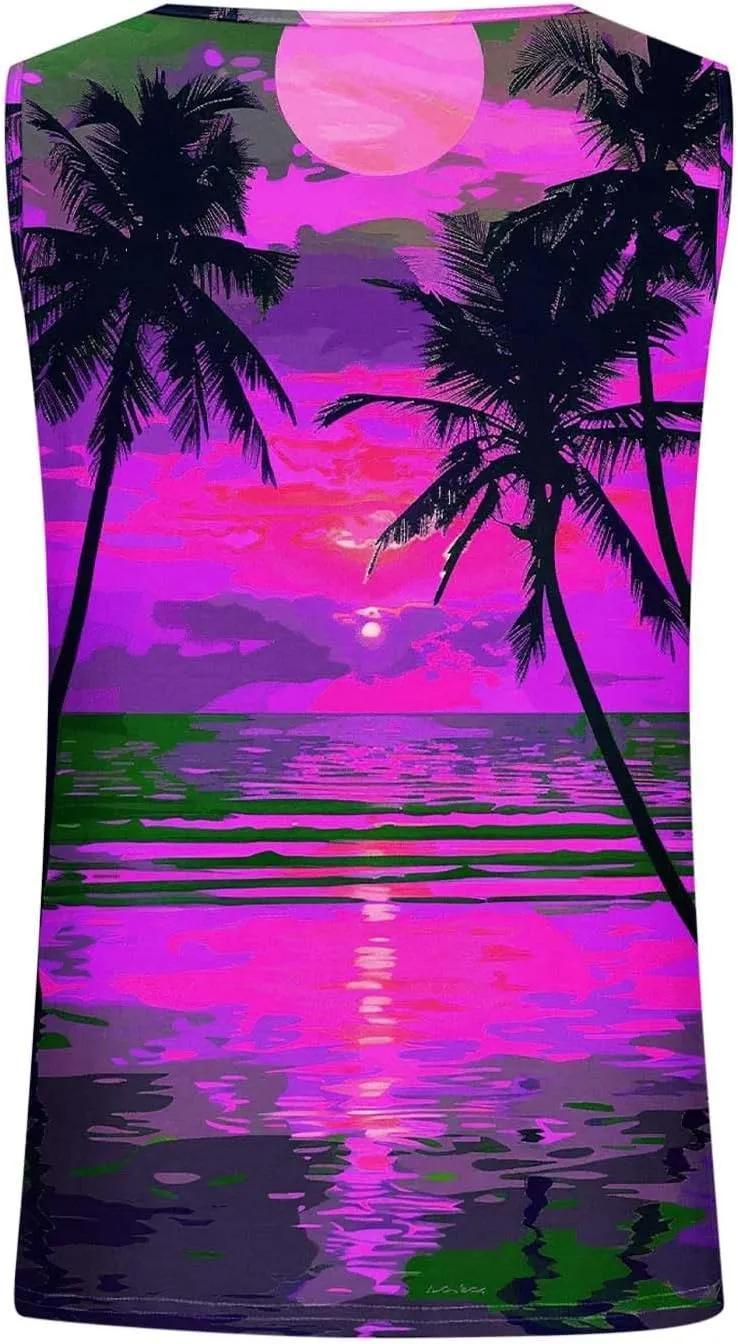 Graphic Tees for Women Fashion Print Tank Tops Trendy Casual Crew Neck Sleeveless Shirts Summer Loose Comfy Blouses