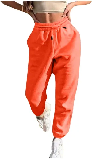 Gumipy Sweat Pants for Womens High Waisted Y2k Trendy Joggers Pants Fleece Lined Lounge Trousers with Pockets Activewear