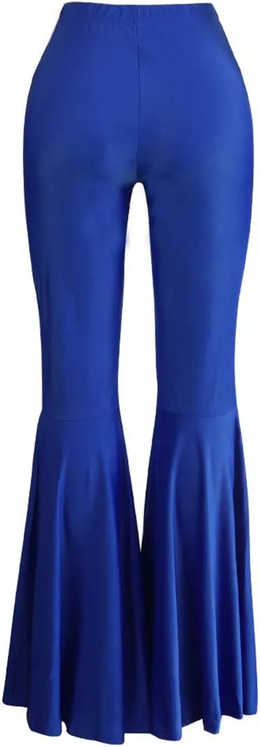 GUOLEZEEV Women Bell Bottoms Solid Elastic Waist Stretchy Fitted and Flared Pants Plus Size