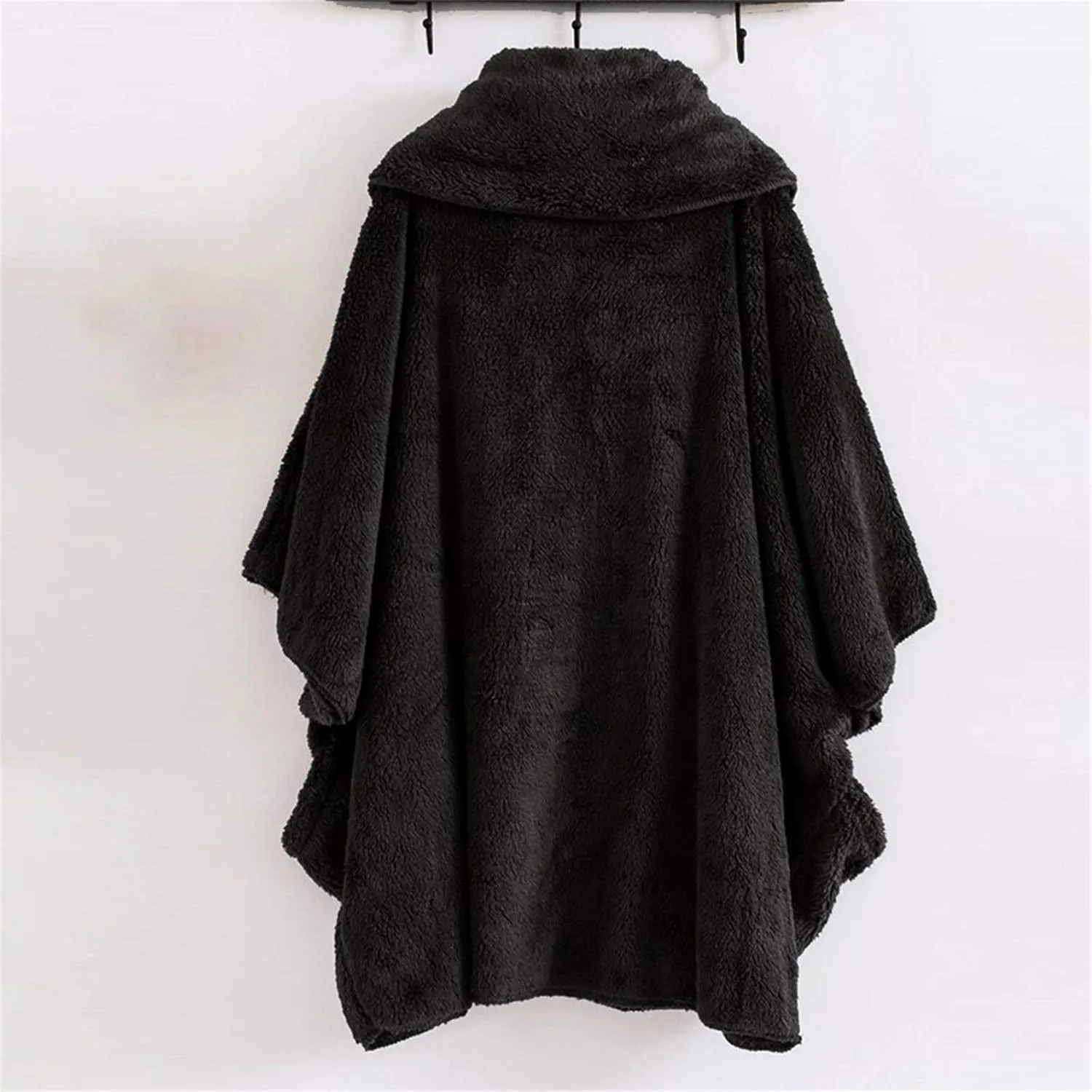 Hasta Womens Plus Size Fleece Cardigans Plush Lapel Bat Sleeve Fuzzy Jackets Winter Pockets Loose Fit Soft Fluffy Teddy Coat