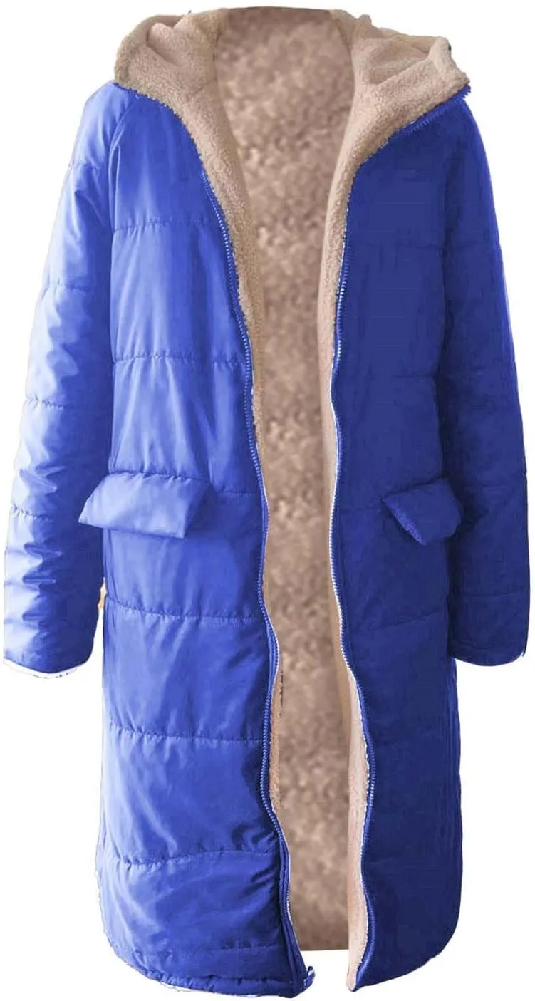 Heavyweight Outerwear Coat for Women Long Sleeve Outwear Full Zipper Solid Coat Winter Puffer Jacket Coats with