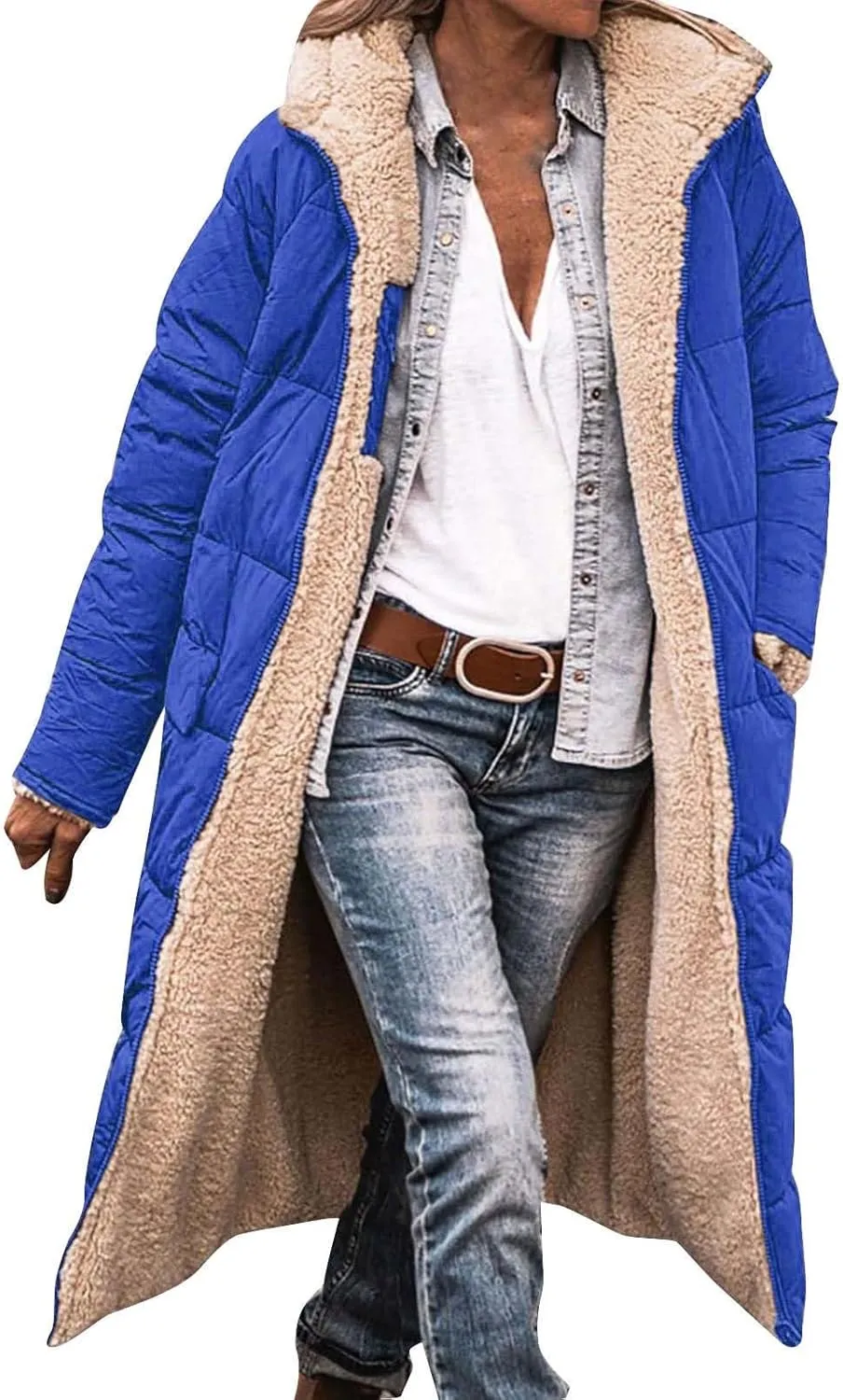 Heavyweight Outerwear Coat for Women Long Sleeve Outwear Full Zipper Solid Coat Winter Puffer Jacket Coats with