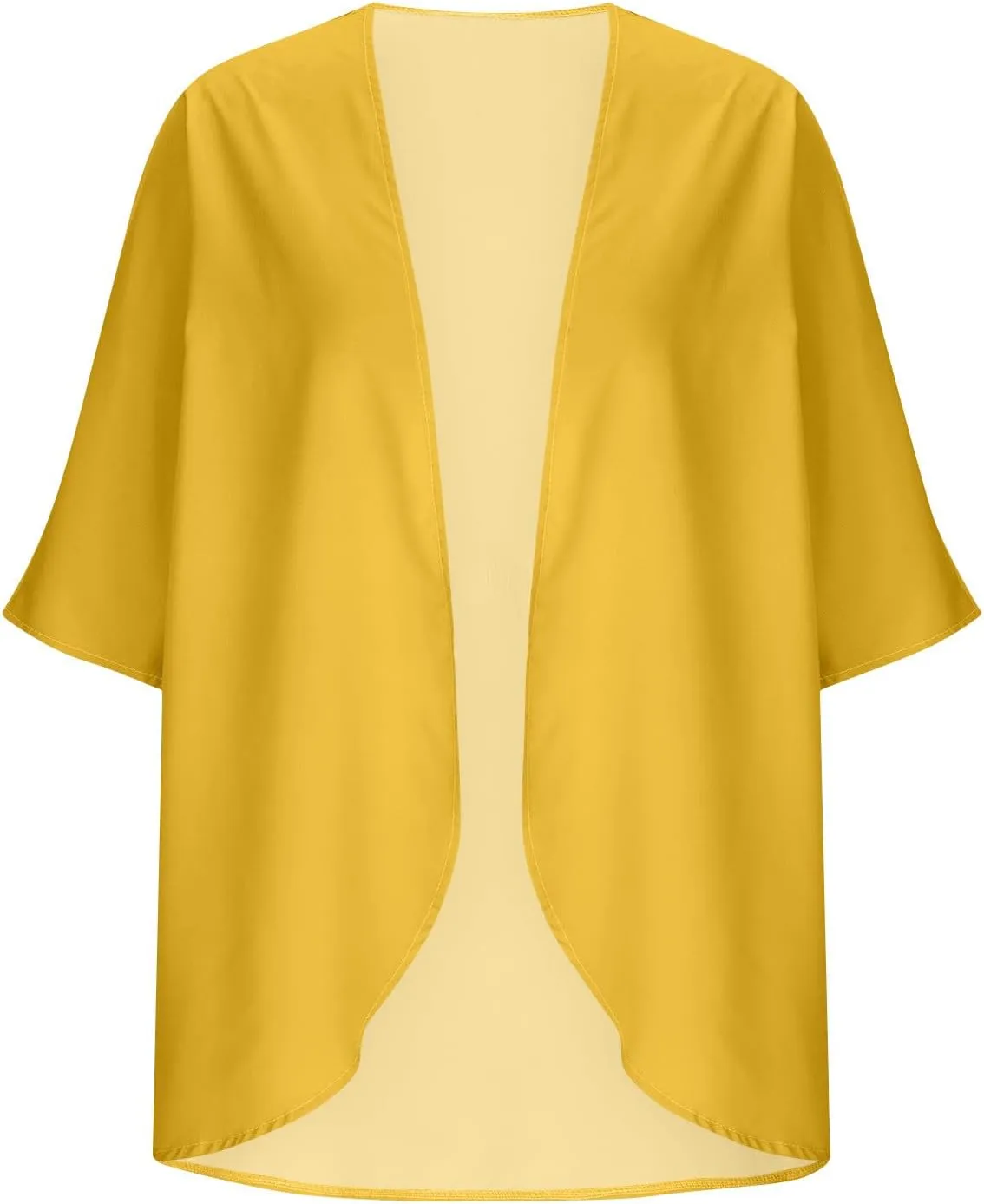 HGps8w Women's 3/4 Sleeve Kimono Cardigan Loose Summer Cover Up Lightweight Open-Front Sun Protection Blouse Tops