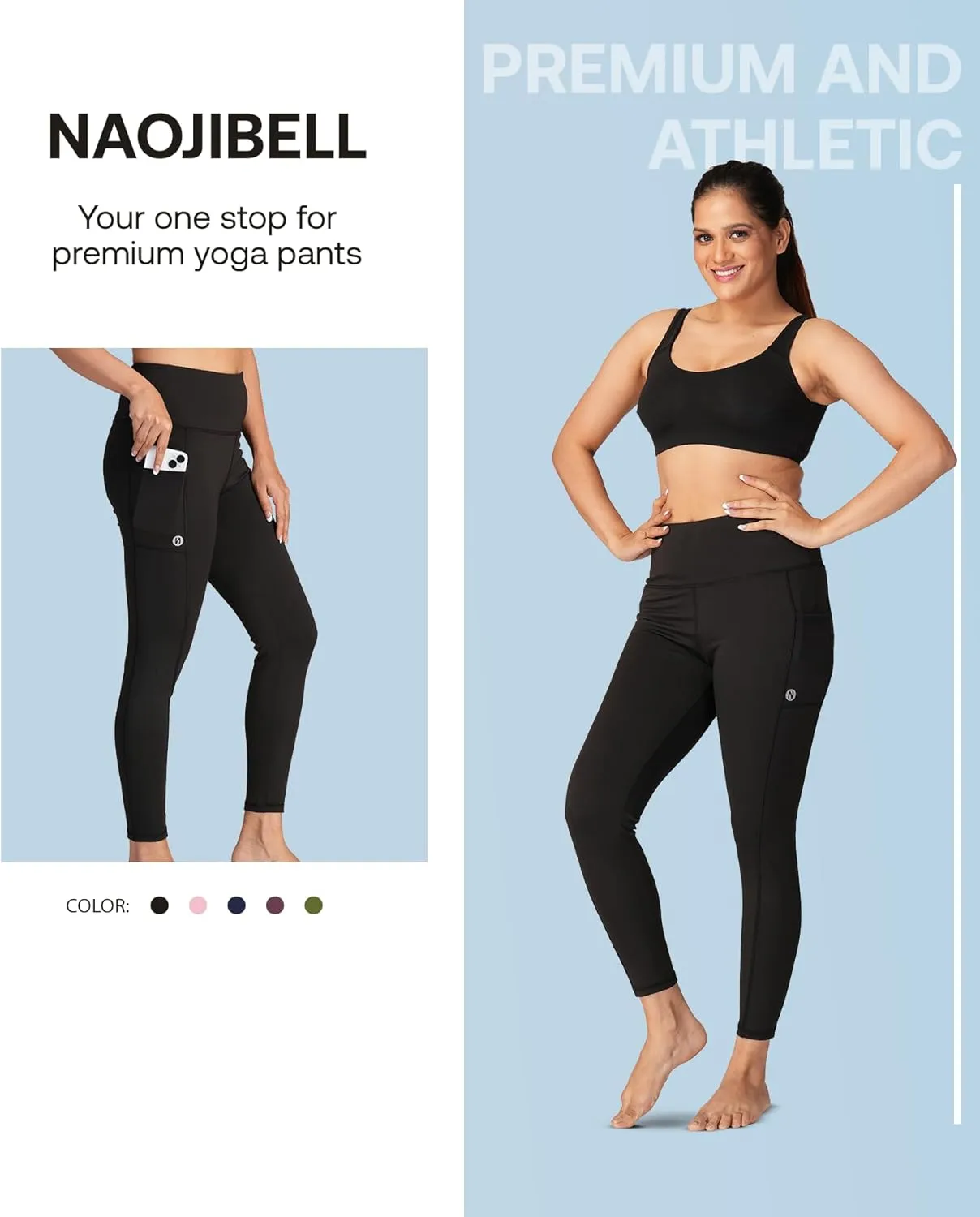 High-Waisted Yoga Pants  Buttery Soft, Tummy Control Leggings with Pockets for Workout & Casual Wear