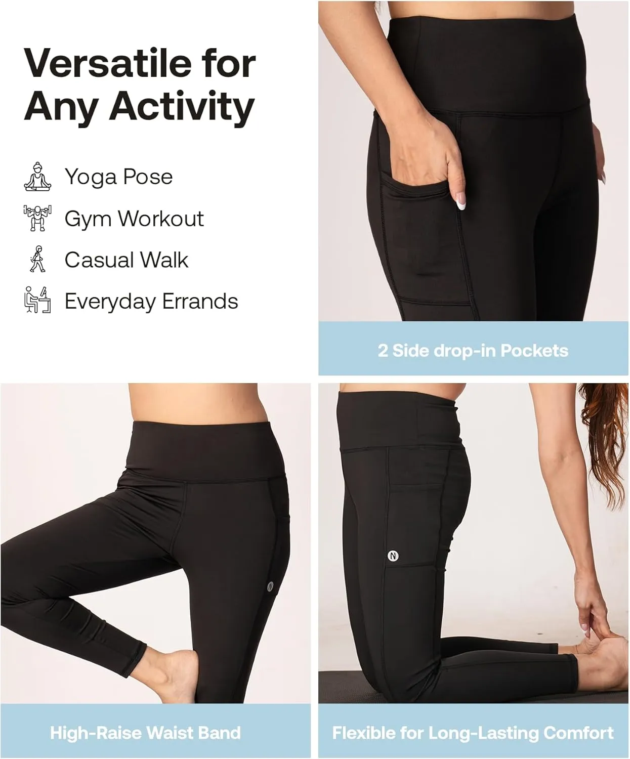 High-Waisted Yoga Pants  Buttery Soft, Tummy Control Leggings with Pockets for Workout & Casual Wear