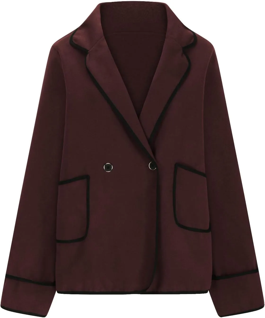 hlysgo Women's Peacoat Wool Blend Double Breasted Blazers Long Sleeve Casual Fall Jackets Spring Outwear with Pockets