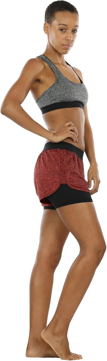 icyzone Running Yoga Shorts for Women - Activewear Workout Exercise Athletic Jogging Shorts 2-in-1