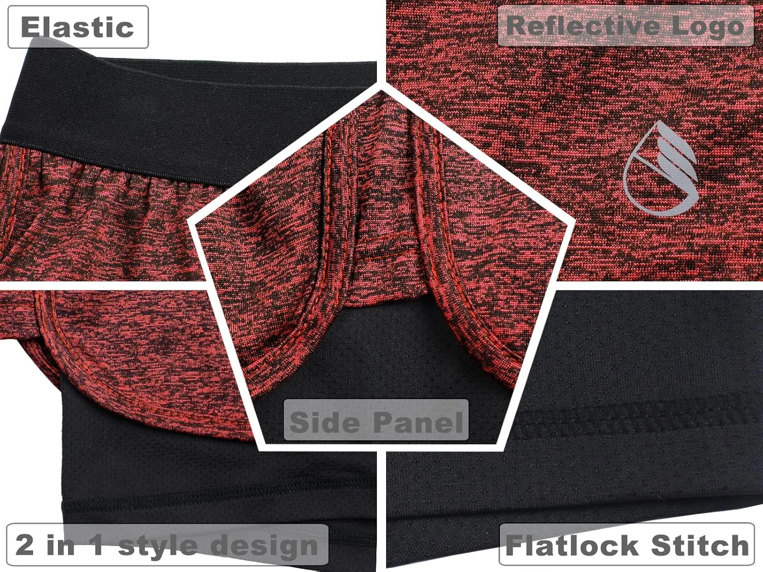 icyzone Running Yoga Shorts for Women - Activewear Workout Exercise Athletic Jogging Shorts 2-in-1