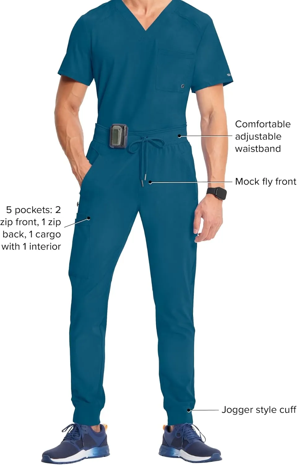 Infinity Cherokee Men's Jogger Pants with Drawstring Waist Mid Rise 5 Pockets Bottoms CK004A