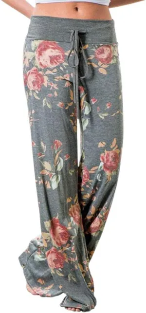 iniber Women's Comfy Pajama Pants Casual Lounge Pant Wide Leg Palazzo Stretch Drawstring Bottoms