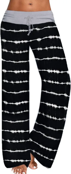 iniber Women's Comfy Pajama Pants Casual Lounge Pant Wide Leg Palazzo Stretch Drawstring Bottoms