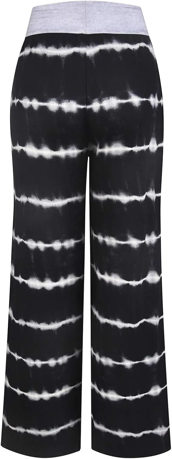iniber Women's Comfy Pajama Pants Casual Lounge Pant Wide Leg Palazzo Stretch Drawstring Bottoms