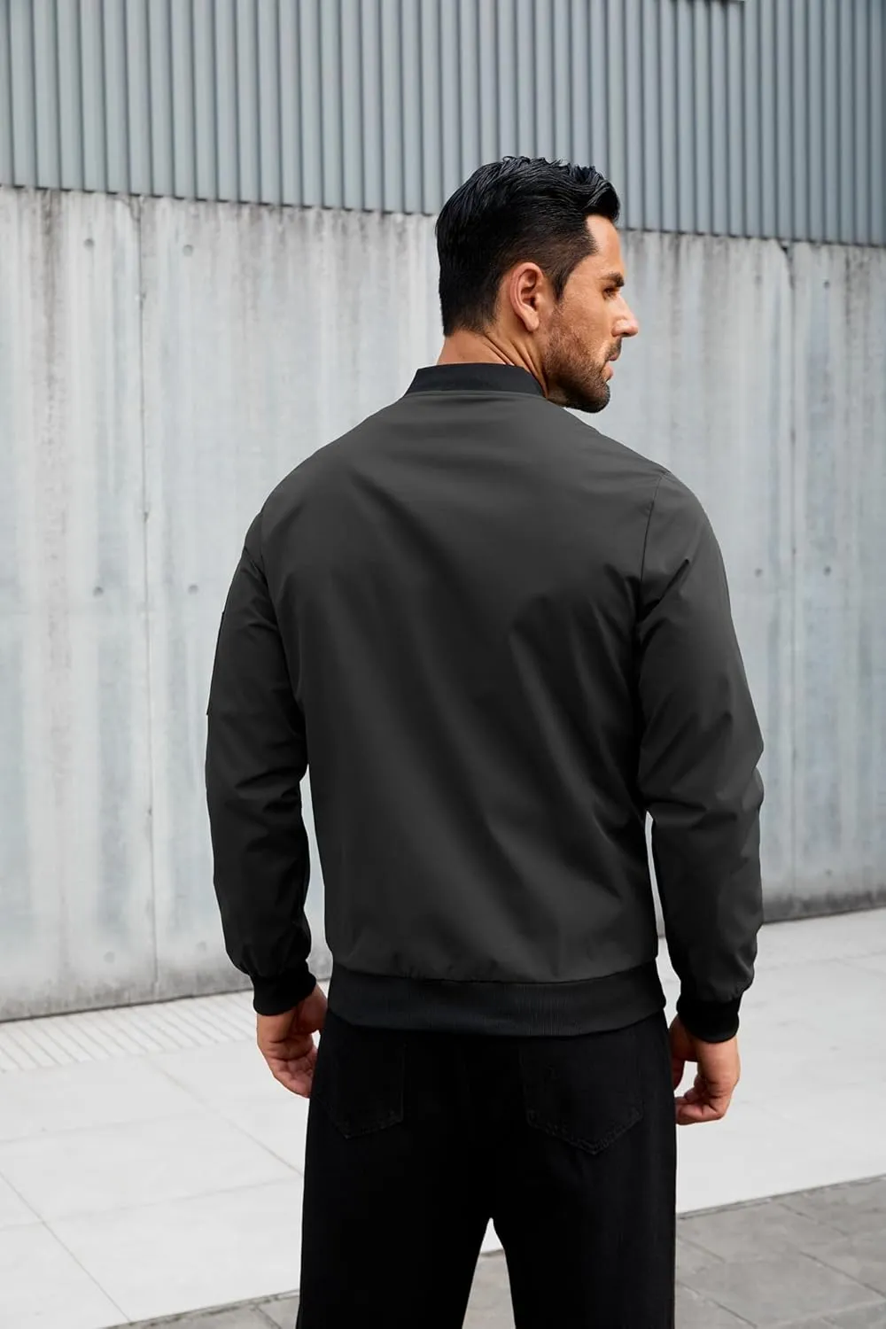 Jacket for Men Fashion Windproof Bomber Jackets Coat Lightweight Casual Windbreaker Zip Up with Pocket