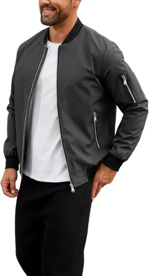 Jacket for Men Fashion Windproof Bomber Jackets Coat Lightweight Casual Windbreaker Zip Up with Pocket